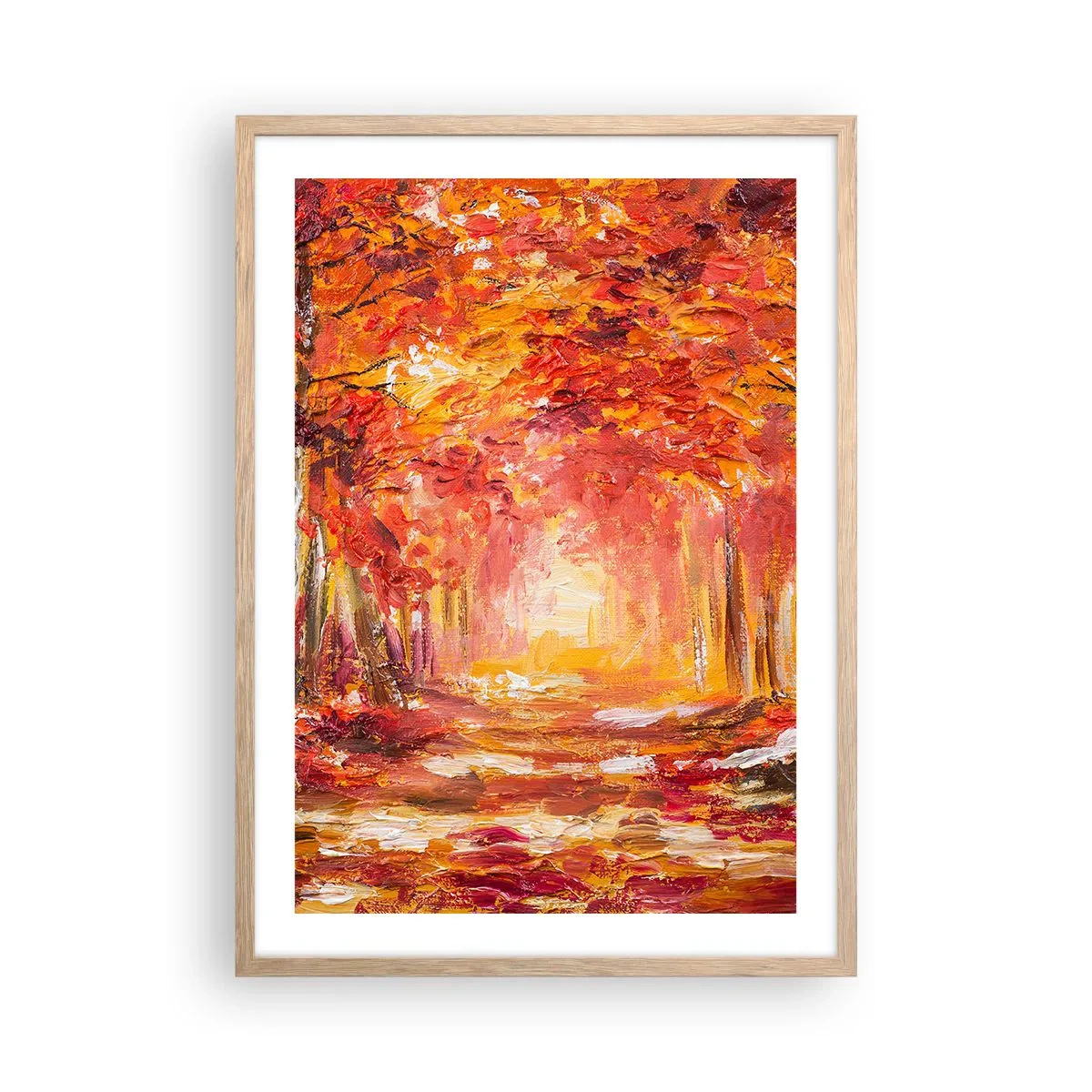 Pôster com moldura de carvalho claro - Floresta de cobre - 50x70 cm