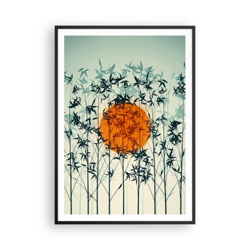 Pôster com moldura preta - Sol japonês - 70x100 cm