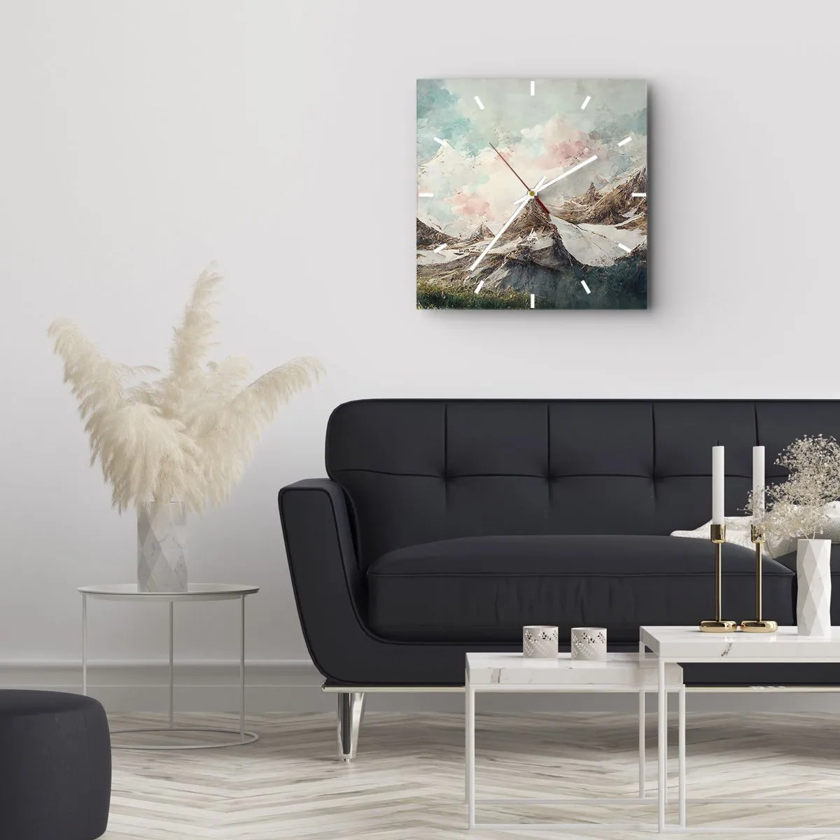 Relógio de parede - Relógio em vidro - Lâminas de rocha - 40x40 cm