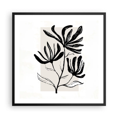 Pôster com moldura preta - Esboço para o herbário - 60x60 cm