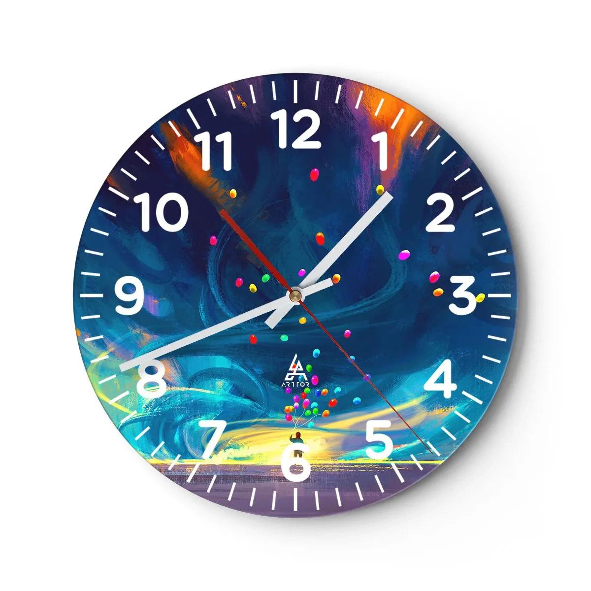 Relógio de parede - Relógio em vidro - Ao vento azul - 30x30 cm
