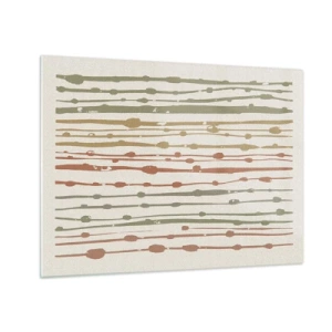 Quadro em vidro - Linhas e manchas coloridas formando uma composição rítmica - 70x50cm - Notação musical de cores - Decoração de parede moderna para a sala de estar e quarto ARTTOR