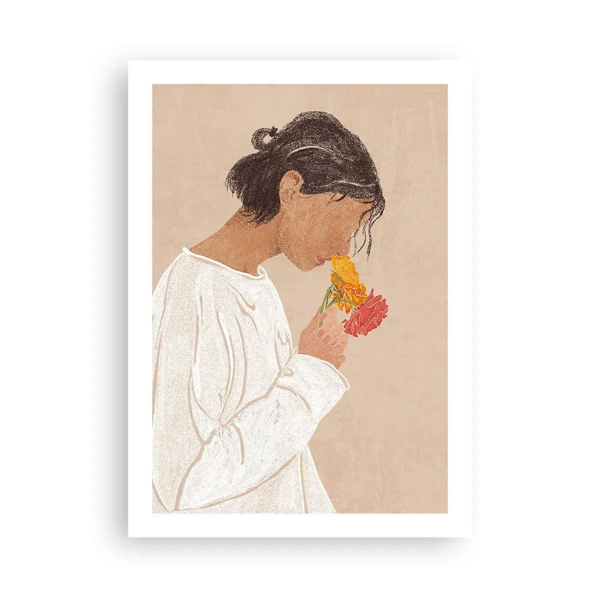 Pôster - Menina e flores - 50x70 cm