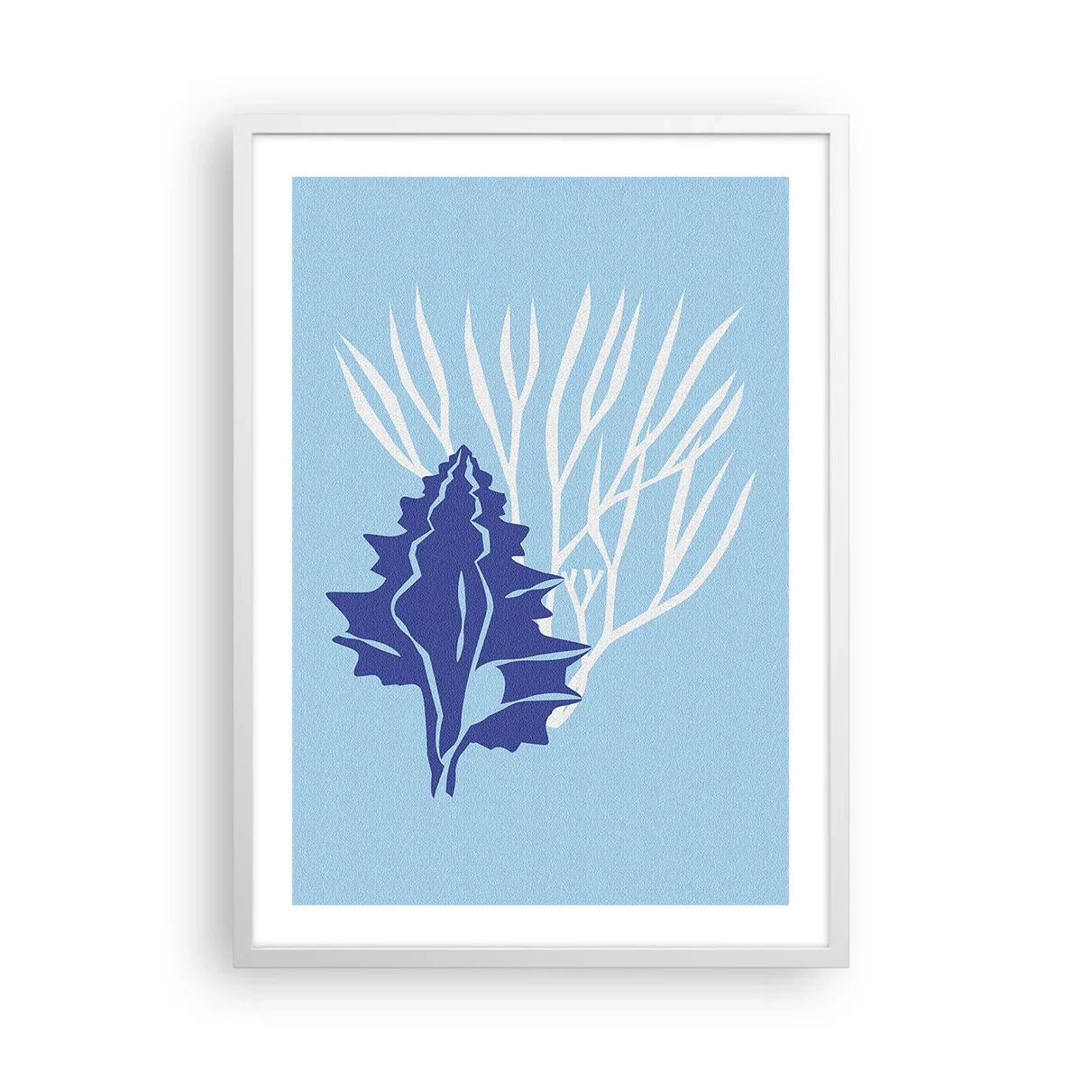 Pôster em moldura branca - Formas folhosas - 50x70 cm