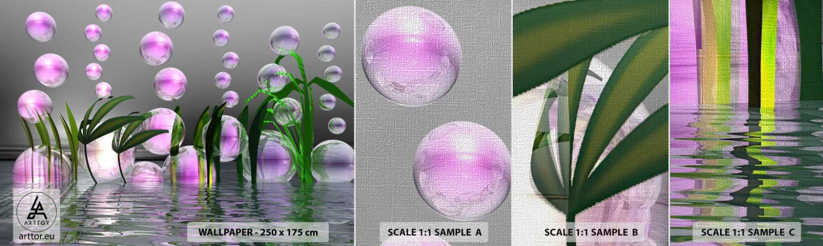 Amostra de papel de parede Premium Canvas - Composição reflexiva da leveza e da vida - Abstração, Gráficos, 3D - 100x30 cm