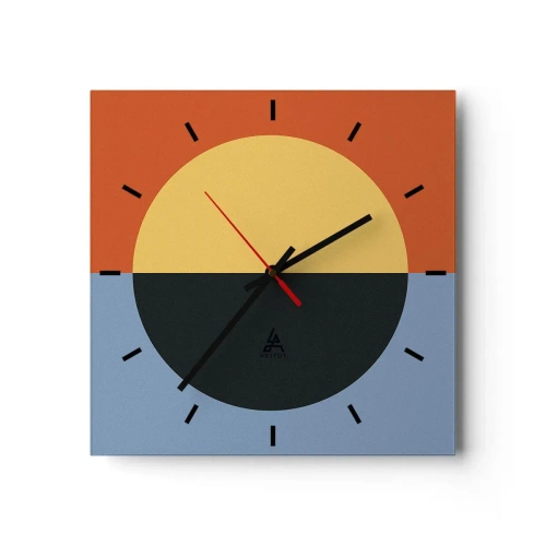 Relógio de parede - Relógio em vidro - Composição do calor e do frio - 30x30 cm