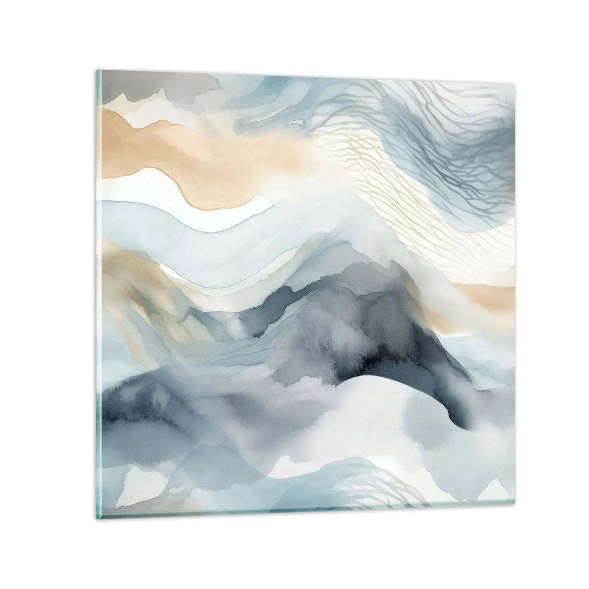 Quadro em vidro - Abstração nevada e nebulosa - 40x40 cm