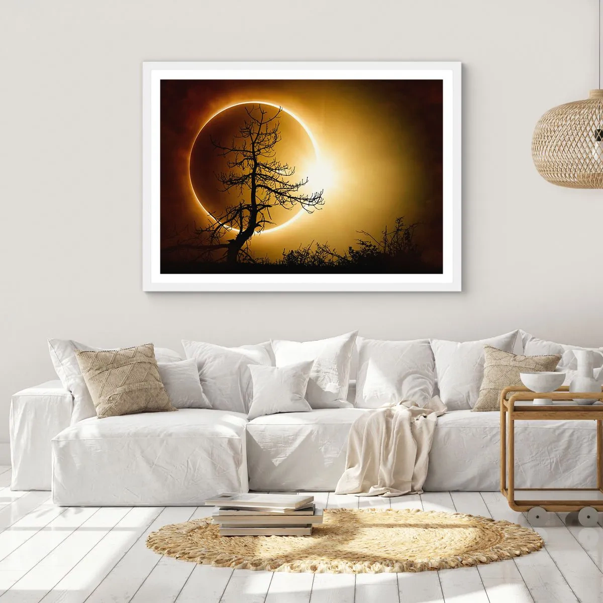 Pôster em moldura branca - Eclipse total - 100x70 cm