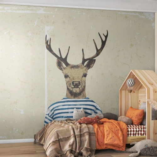 Papel de Parede Premium Canvas - Porque eu gosto de camisas listradas! - Abstração, Cervo, Pedaço - 100x70 cm