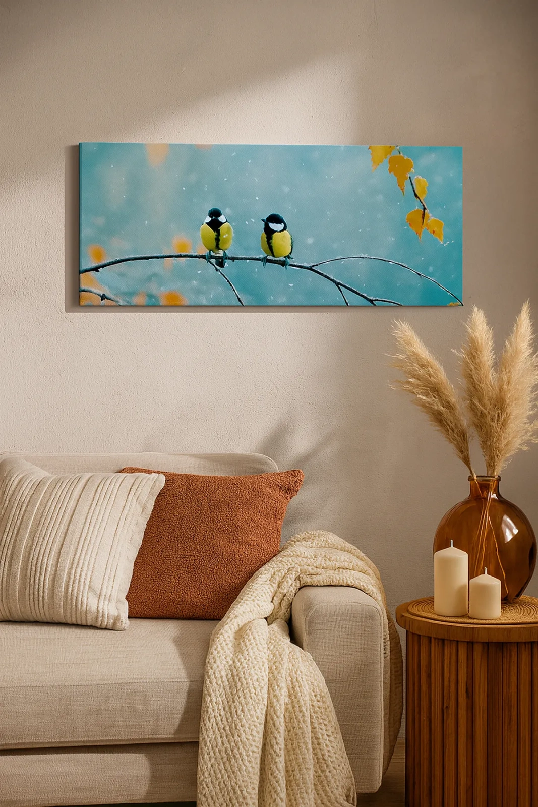 Quadro em tela - Fofoca de pássaros - 30x30 cm