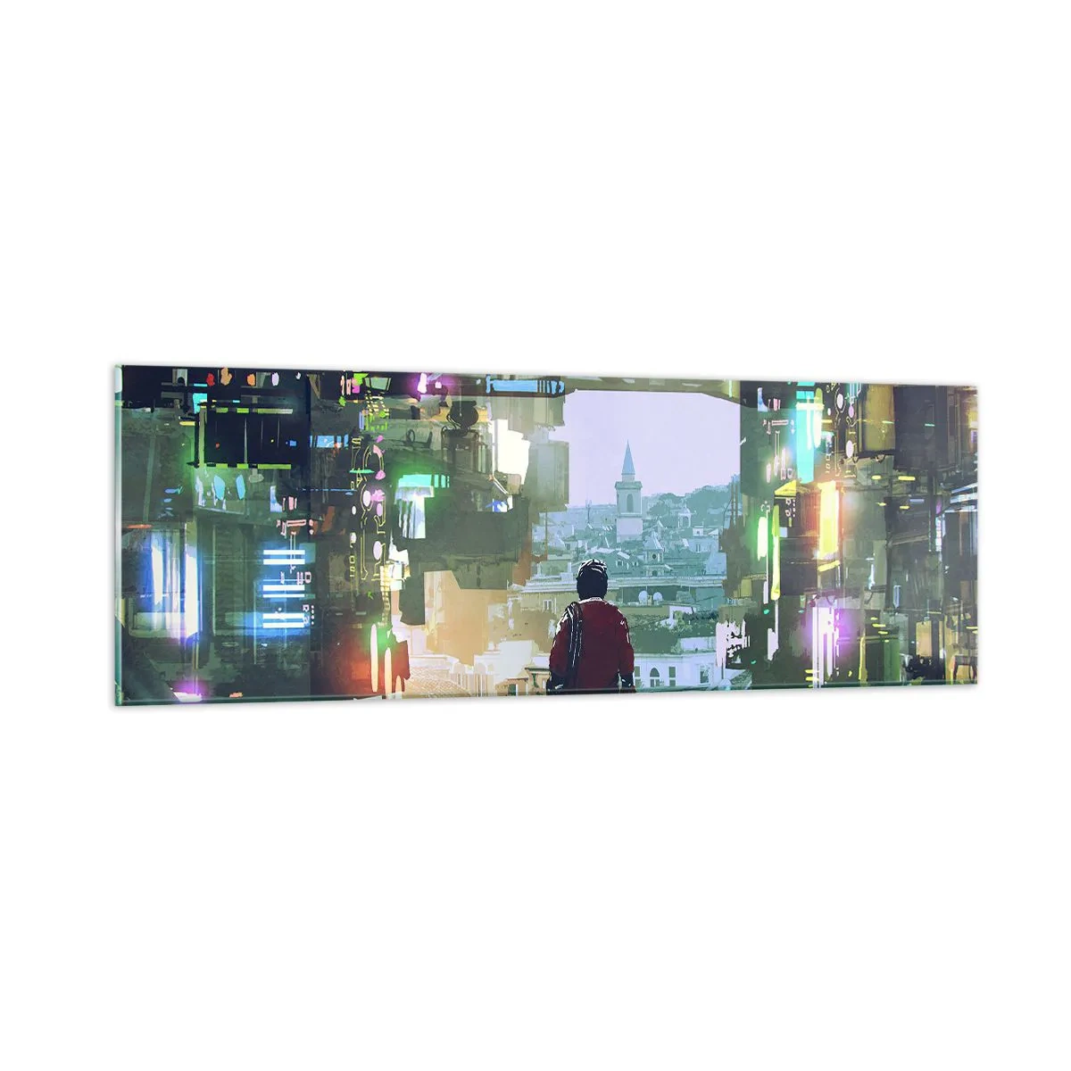 Quadro em vidro - Dois mundos - 90x30 cm