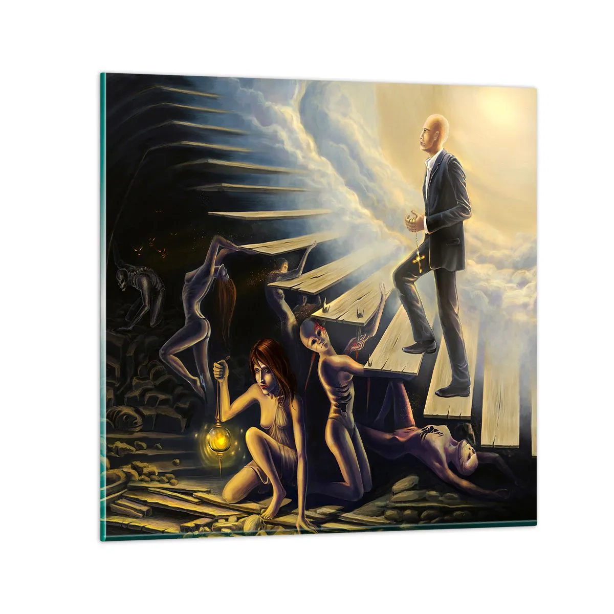 Quadro em vidro - A viagem de Dante à luz - 40x40 cm