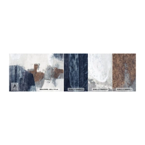 Amostra de papel de parede autocolante Deluxe Sticker - Formas azuis e marrons - Pedaço, Abstração, Minimalismo - 100x30 cm