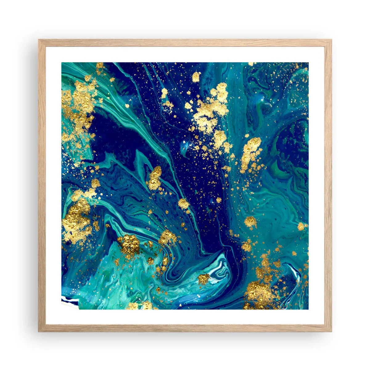 Pôster com moldura de carvalho claro - Flocos de sol  - 60x60 cm