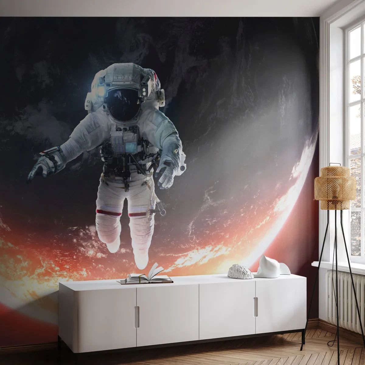 Papel de Parede Premium Canvas - Posso ficar um pouco mais? - Astronauta, Cosmos, Cosmonauta - 400x280 cm