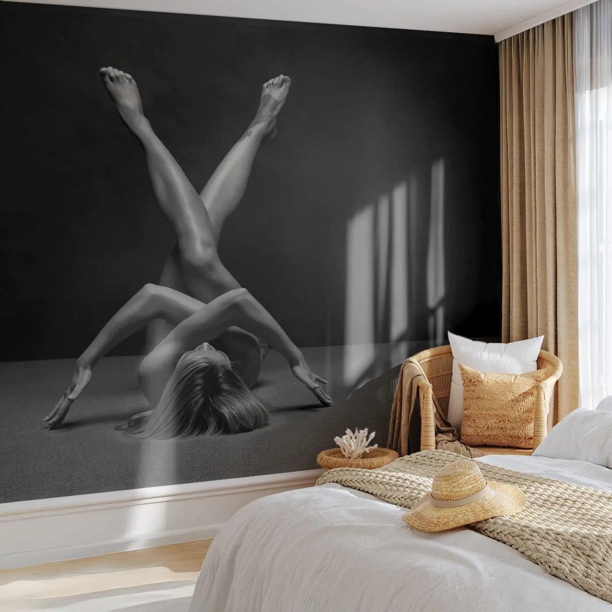 Papel de Parede Autocolante Deluxe Sticker - Geometria da nudez - Mulher, Pedaço, Corpo - 250x175 cm