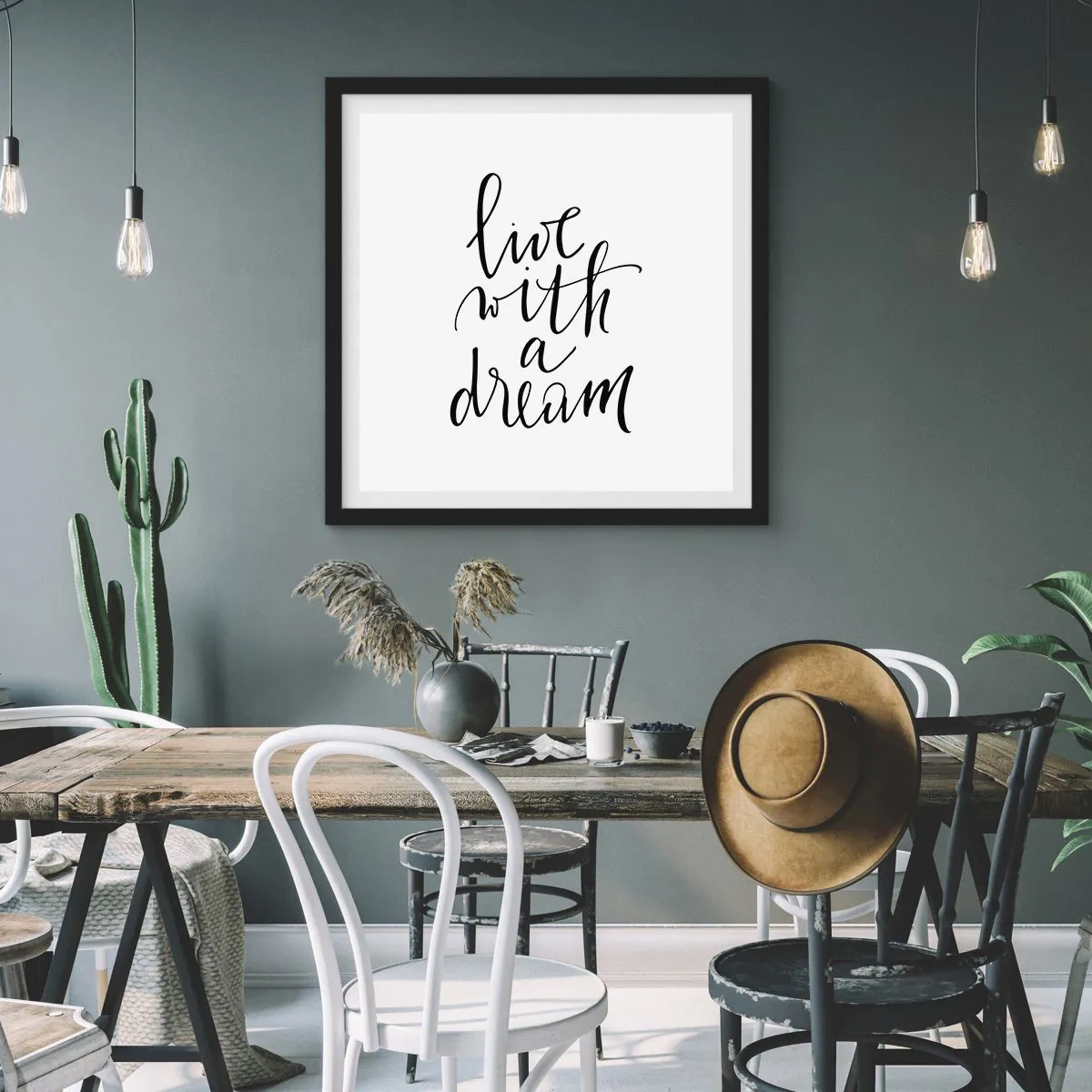 Pôster com moldura preta - Of course - 60x60 cm