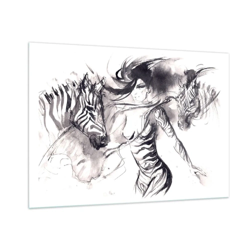 Quadro em vidro - Dançando com as zebras - 100x70 cm