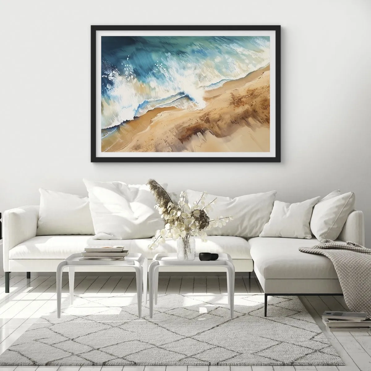 Pôster com moldura preta - A onda que retorna - 70x50 cm