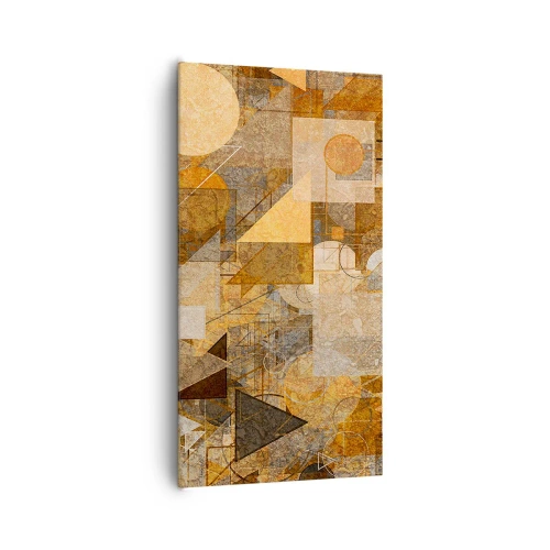 Quadro em tela - Estudo Cubista em Bronze - 65x120 cm