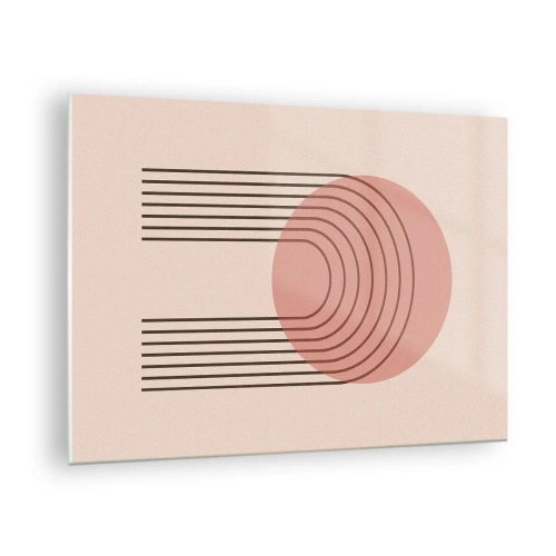 Quadro em vidro - Gráficos geométricos minimalistas em tons de bege - 70x50cm - Atração irresistível - Decoração de parede moderna para a sala de estar e quarto ARTTOR