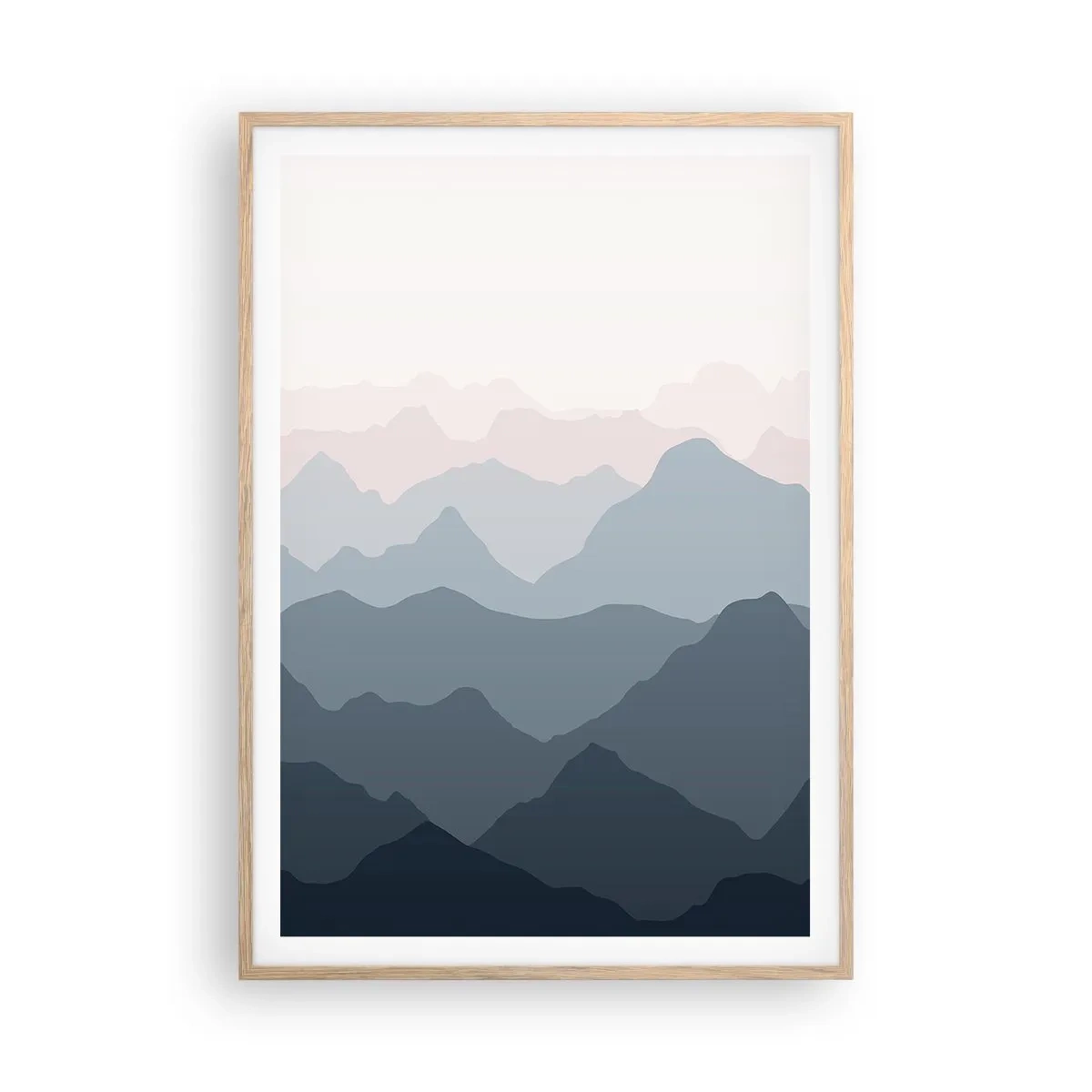 Pôster com moldura de carvalho claro - Ondas de montanha - 70x100 cm