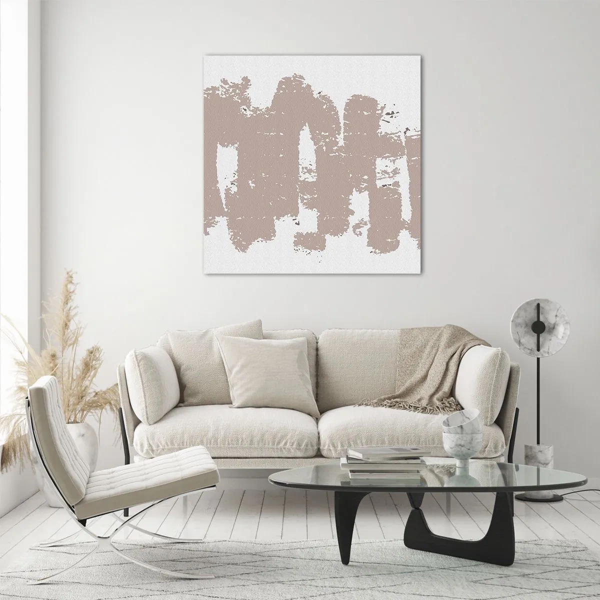 Quadro em vidro - Abstração em rosa suave - 40x40 cm