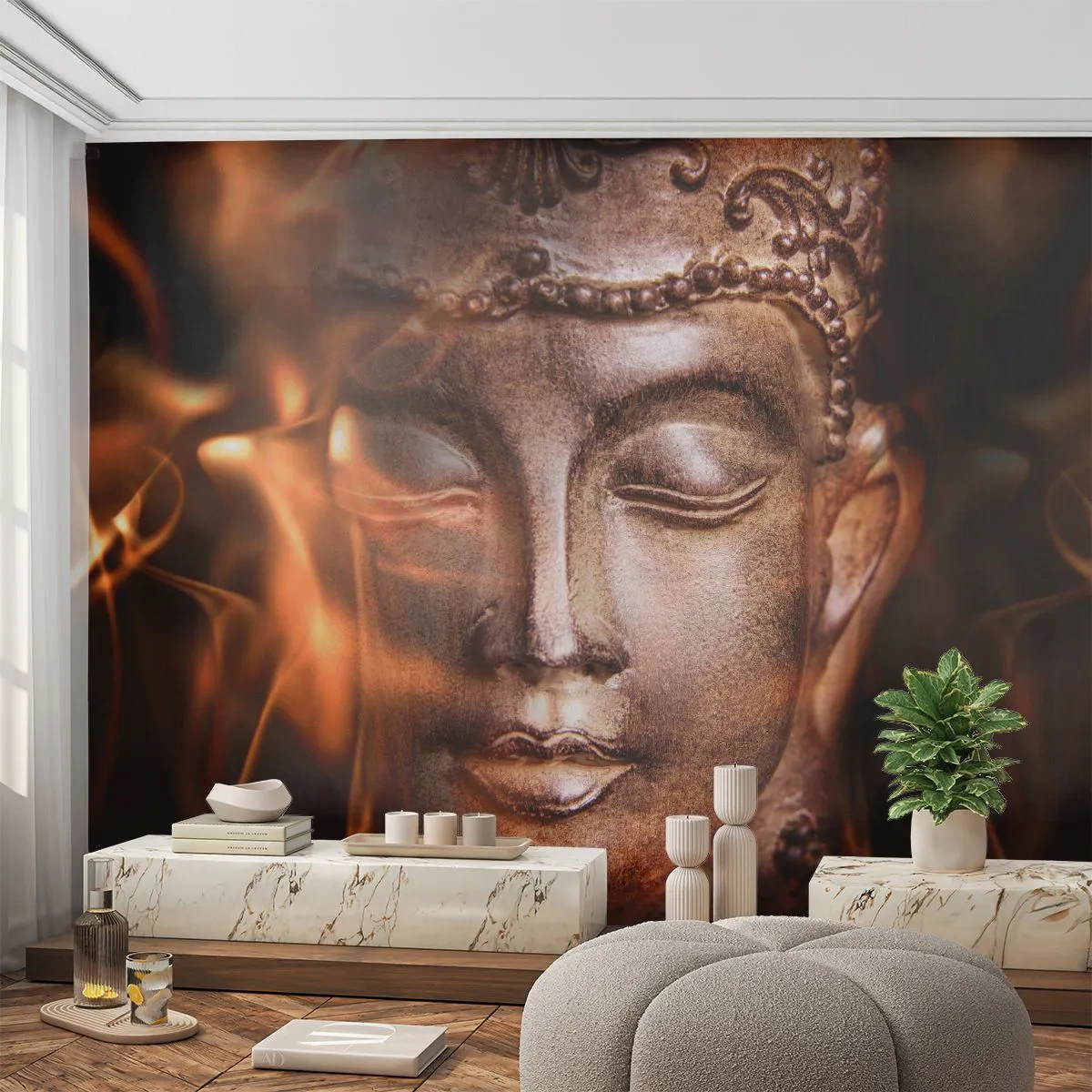 Papel de Parede Autocolante Deluxe Sticker - Só existe o aqui e agora - Buda, Religião, Ásia - 250x175 cm