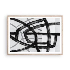 Pôster com moldura de carvalho claro - Profundidade de construção - 100x70 cm