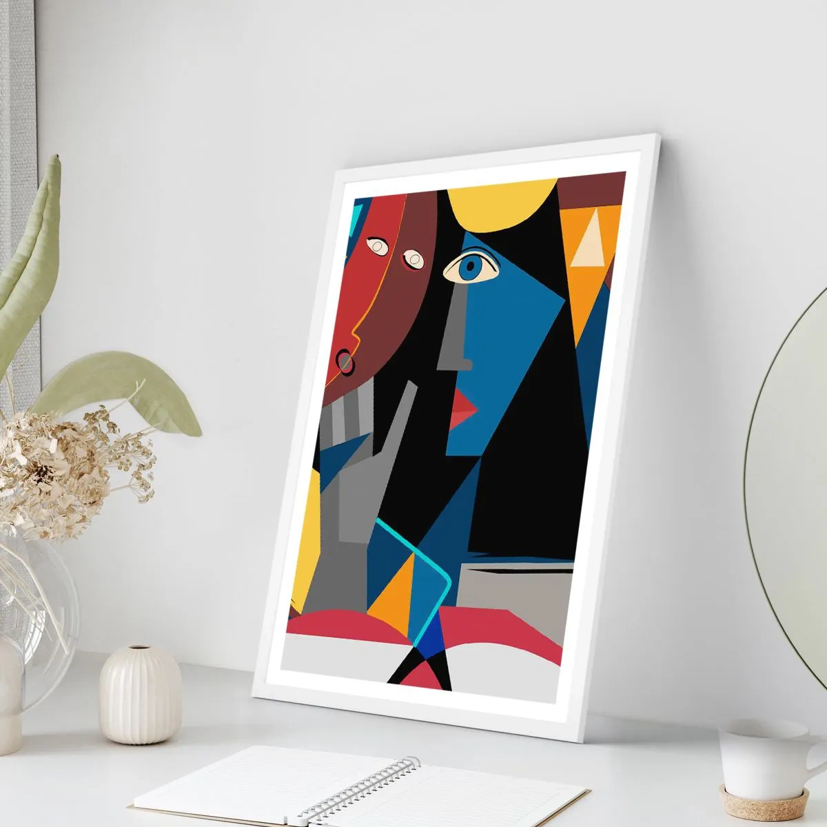 Pôster em moldura branca - Uma conversa entre cubistas - 50x70 cm