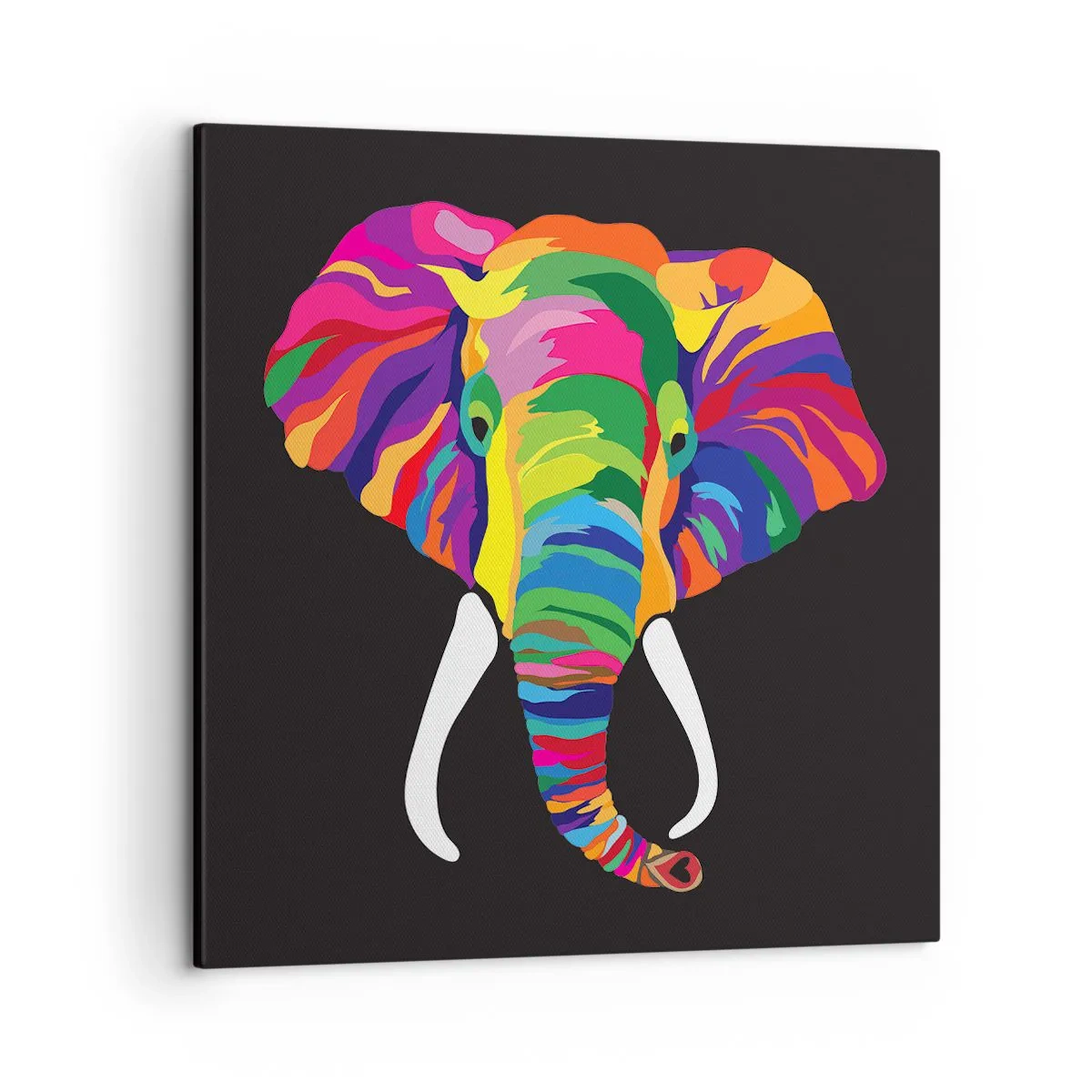 Quadro em tela - O elefante que adorava banhar-se no arco-íris - 50x50 cm