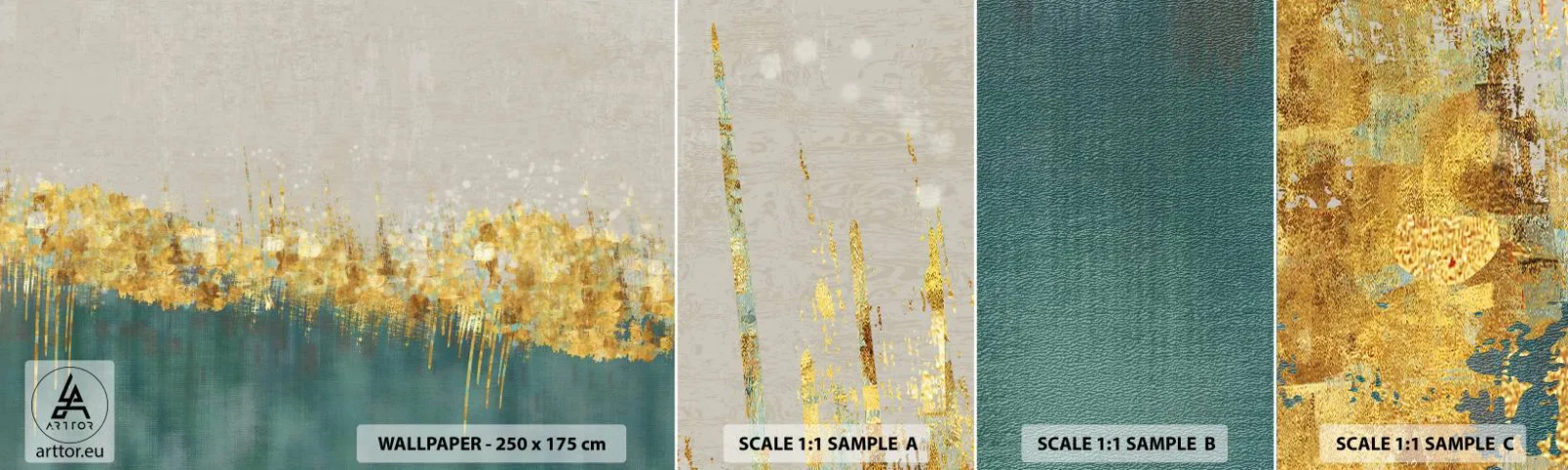 Amostra de papel de parede autocolante Deluxe Sticker - A fronteira dourada - Art Deco, Pedaço, Pastel - 100x30 cm