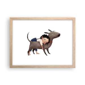 Pôster com moldura de carvalho claro - Melhores amigos - 40x30 cm