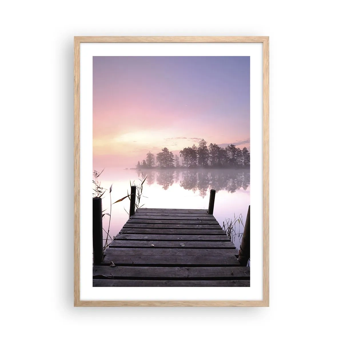 Pôster com moldura de carvalho claro - Da névoa lilás... - 50x70 cm