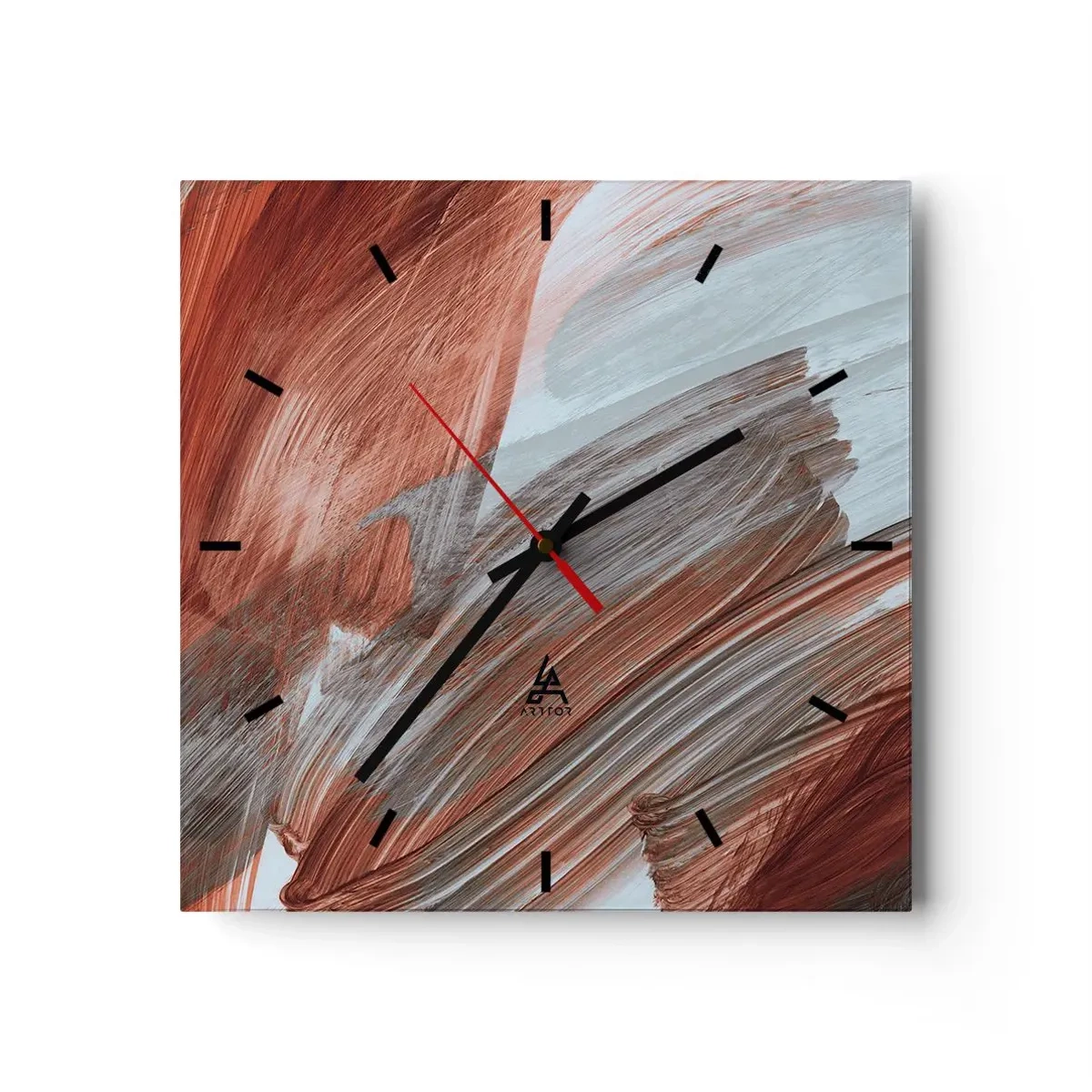 Relógio de parede - Relógio em vidro - Abstração de outono e vento - 40x40 cm