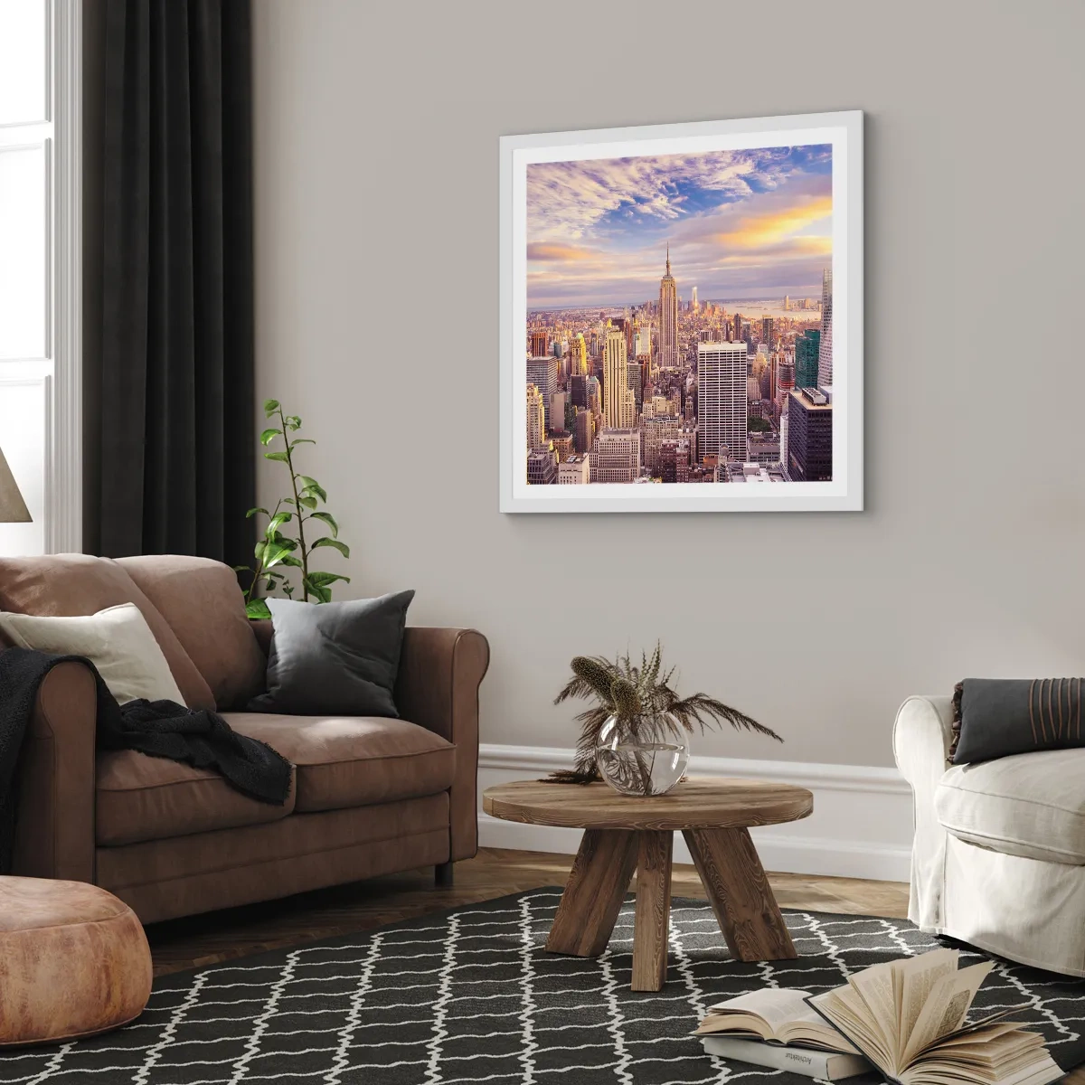 Pôster em moldura branca - Alcançar as nuvens - 60x60 cm