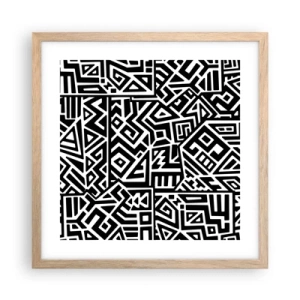 Pôster com moldura de carvalho claro - Composição pré-colombiana - 40x40 cm