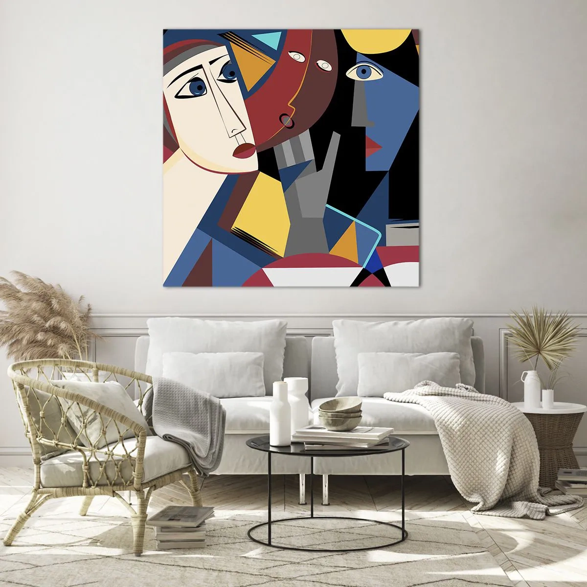 Quadro em vidro - Uma conversa entre cubistas - 50x50 cm
