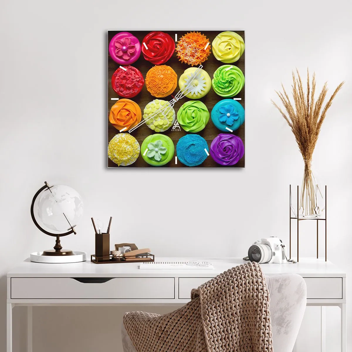 Relógio de parede - Relógio em vidro - Todos diferentes - todos deliciosos - 40x40 cm