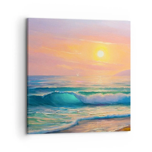 Quadro em tela - O canto turquesa das ondas - 70x70 cm
