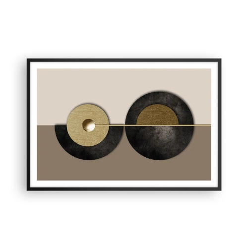 Pôster com moldura preta - Variações ao redor do círculo - 91x61 cm