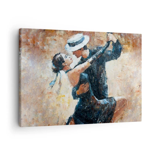 Quadro em tela - Um casal dançando tango em um estilo romântico e elegante - 70x50cm - A la Rudolf Valentino - Decoração de parede moderna para a sala de estar e quarto ARTTOR