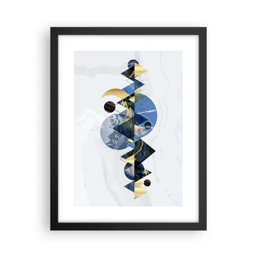 Pôster com moldura preta - Paisagem geométrica - 30x40 cm
