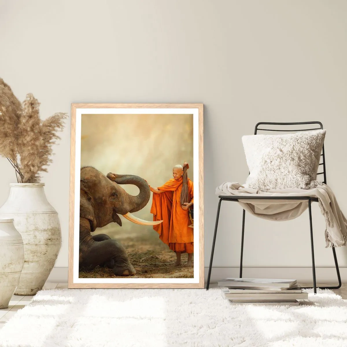 Pôster com moldura de carvalho claro - Encontro na viagem - 40x50 cm