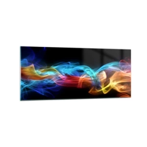 Quadro em vidro - Dança da névoa em arco-íris - 120x50 cm