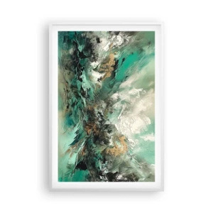 Pôster em moldura branca - Surf esmeralda e preto - 61x91 cm