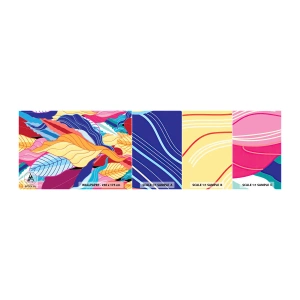 Amostra de papel de parede autocolante Deluxe Sticker - Bagunça colorida - Abstração, Folhas coloridas, Pedaço - 100x30 cm