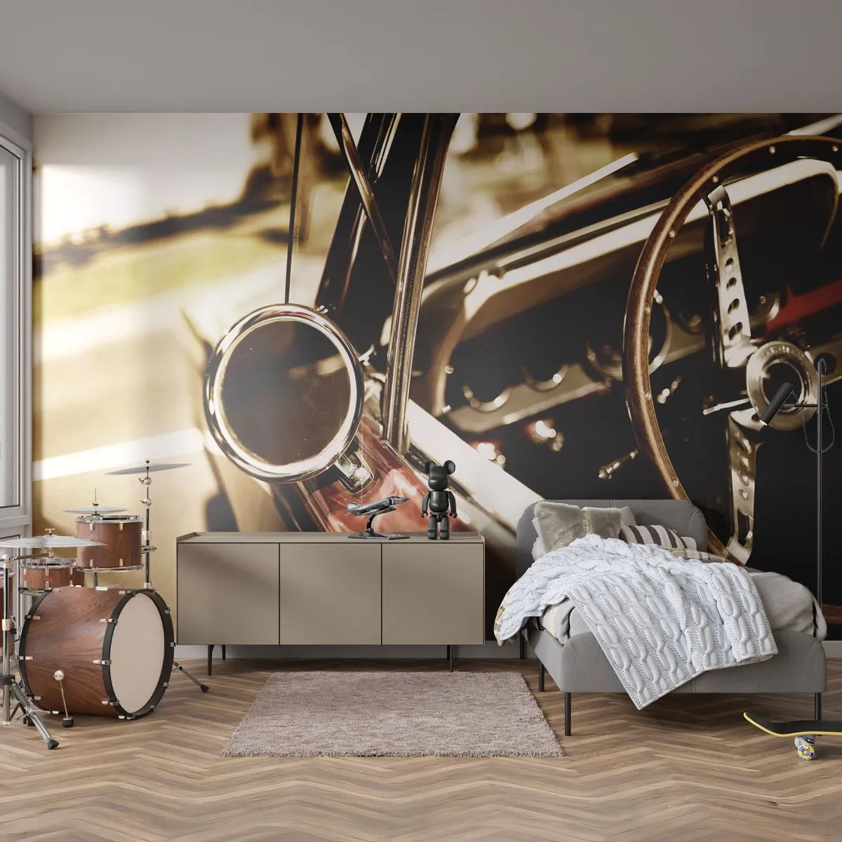 Papel de Parede Premium Sand - Um carro com alma - Carro, Clássico, Automotivo - 100x70 cm