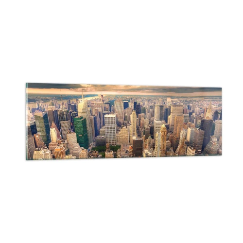 Quadro em vidro - Metrópole dourada - 90x30 cm