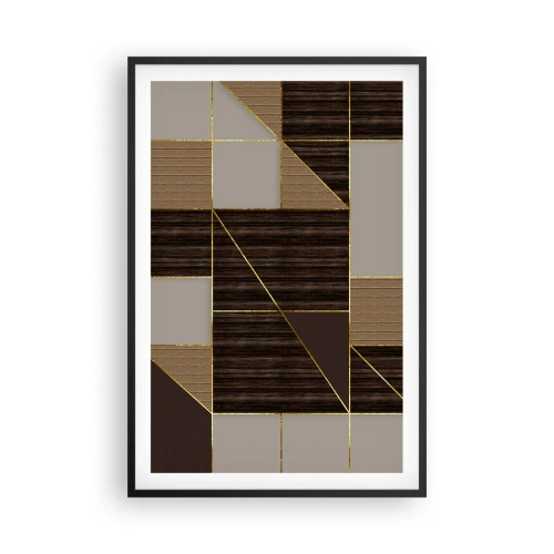 Pôster com moldura preta - Mosaico de bronzes e ouro - 61x91 cm